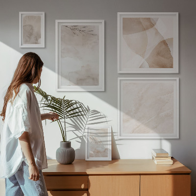 Set de 5 cuadros para salón Pinturas de acuarela con texturas bohemias