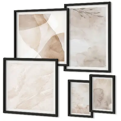 Set de 5 cuadros para salón con diseños de pinturas de acuarela y texturas bohemias