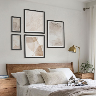 Set de 5 cuadros para salón Pinturas de acuarela con texturas bohemias