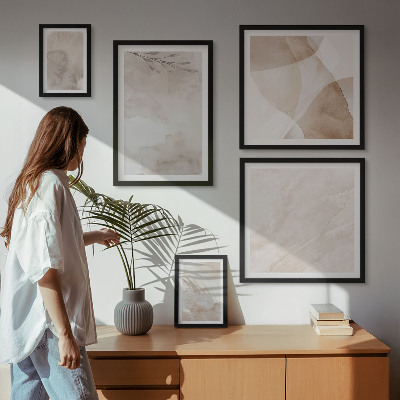 Set de 5 cuadros para salón Pinturas de acuarela con texturas bohemias