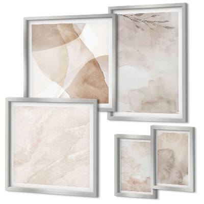 Set de 5 cuadros para salón Pinturas de acuarela con texturas bohemias