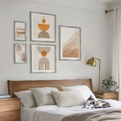 Conjunto de cuadros decorativos con estructuras de diversos matices minimalistas