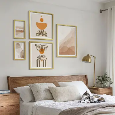 Conjunto de cuadros decorativos con estructuras de diversos matices minimalistas