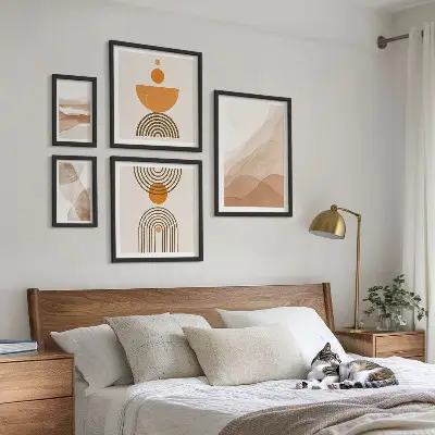 Conjunto de cuadros decorativos con estructuras de diversos matices minimalistas