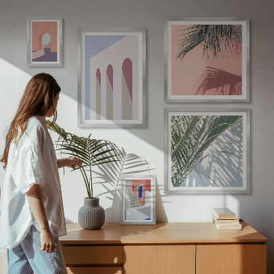 Set de 5 cuadros para salón Ilustraciones de arquitectura urbana