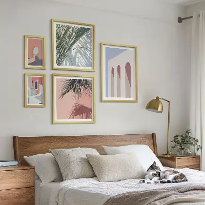 Set de 5 cuadros de ilustraciones de arquitectura urbana para salón