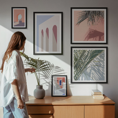 Set de 5 cuadros para salón Ilustraciones de arquitectura urbana