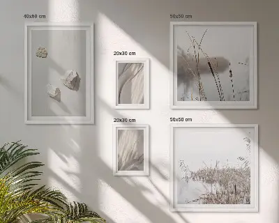 Galería de pared de arte primeros planos con estructura de estilo bohemio