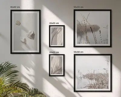 Galería de pared de arte primeros planos con estructura de estilo bohemio