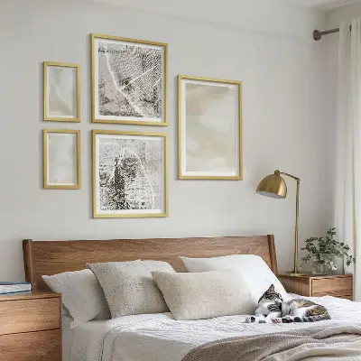 Set de 5 cuadros para salón con diseño de textura de pintura minimalista