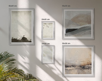 Pared galería de arte Pájaros, rocas, pinceladas, decoraciones