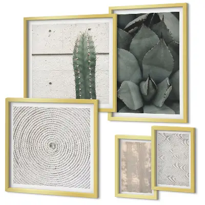 Set de 5 cuadros para salón con diseño de texturas veraniegas y toque tropical