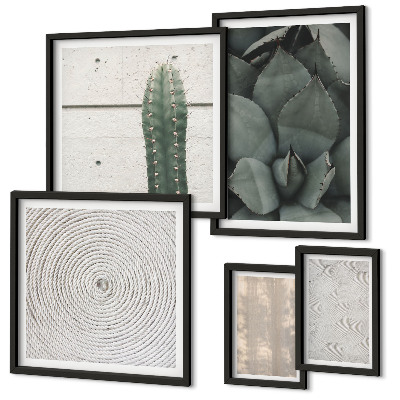 Set de 5 cuadros para salón Texturas veraniegas con un toque tropical.