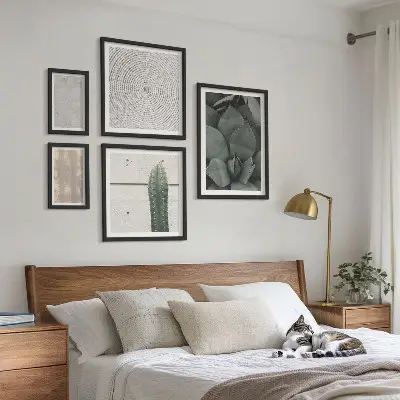 Set de 5 cuadros para salón con diseño de texturas veraniegas y toque tropical