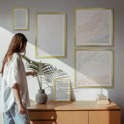 Conjunto de cuadros decorativos con diseño de patrones de estructuras de cuerdas brillantes
