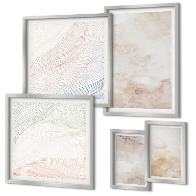 Set de 5 cuadros para salón Hojas y manchas de acuarela