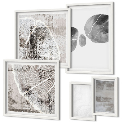 Set de 5 cuadros para salón Formas modernas abstractas