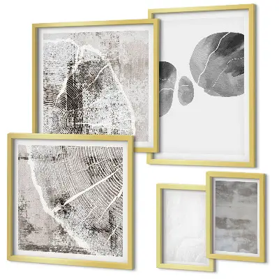 Set de 5 cuadros para salón con diseño de formas modernas abstractas