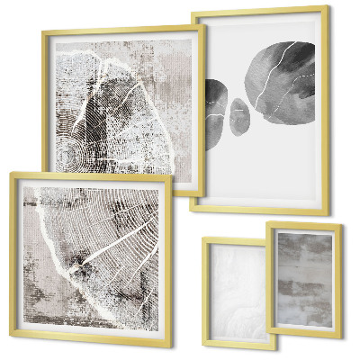 Set de 5 cuadros para salón Formas modernas abstractas