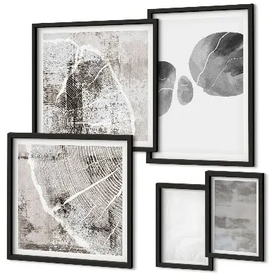 Set de 5 cuadros para salón con diseño de formas modernas abstractas