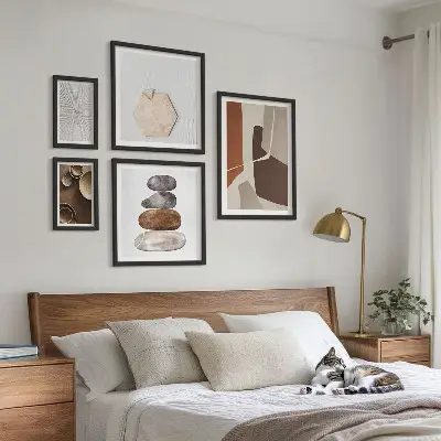Set de 5 cuadros para salón con diseño de texturas de arte moderno