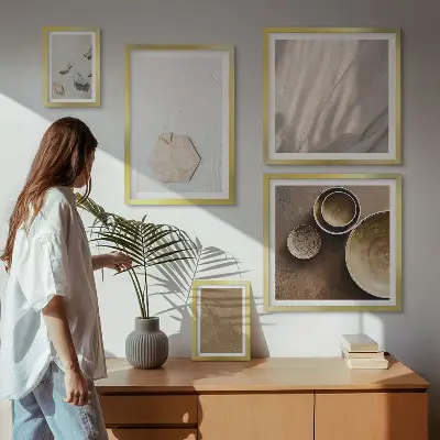 Conjunto de cuadros decorativos con texturas minimalistas cálidas