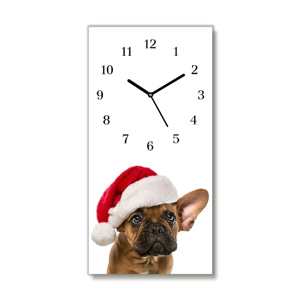 RELOJES SOBRE VIDRIO Vertical Navidad del perro del dogo