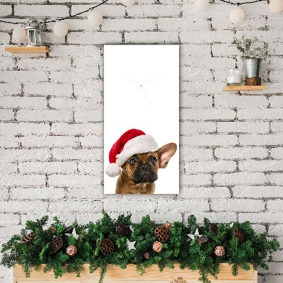 RELOJES SOBRE VIDRIO Vertical Navidad del perro del dogo