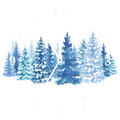 RELOJES SOBRE VIDRIO Redondo Invierno de la nieve árboles de navidad