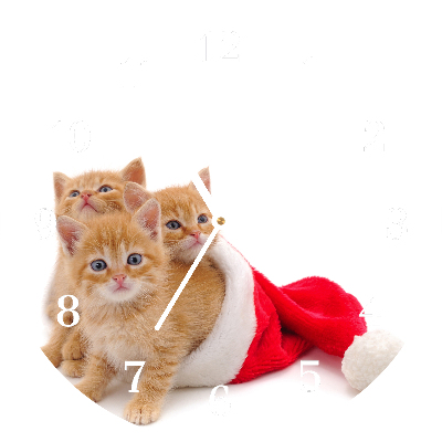 RELOJES SOBRE VIDRIO Redondo Gatos de Navidad de Santa Claus