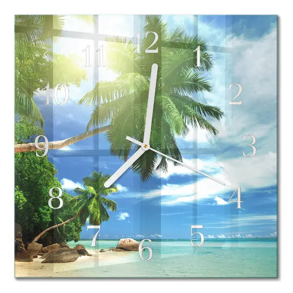 Cuadrado reloj de pared Isla de las palmeras