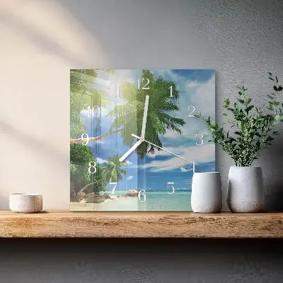 Cuadrado reloj de pared Isla de las palmeras