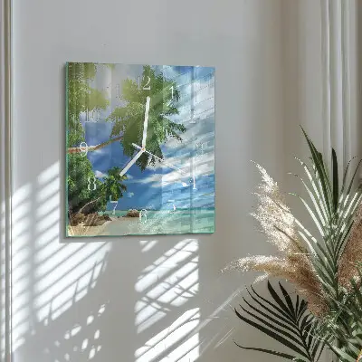 Cuadrado reloj de pared Isla de las palmeras