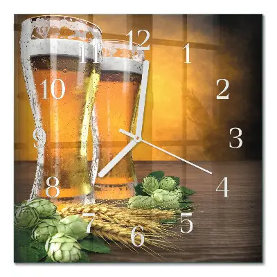 Cuadrado reloj de pared de cristal Vasos de cerveza
