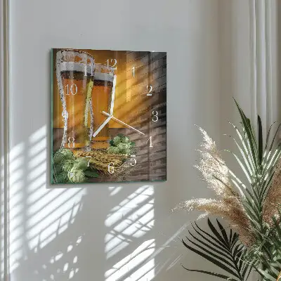 Cuadrado reloj de pared de cristal Vasos de cerveza