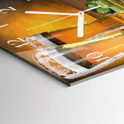 Cuadrado reloj de pared de cristal Vasos de cerveza