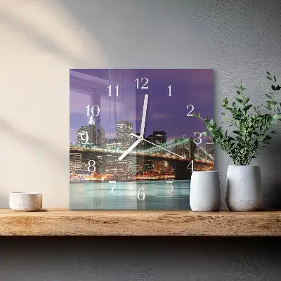 Cuadrado reloj de pared El puente en el horizonte