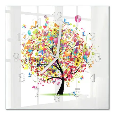 Cuadrado reloj cuadrado Árbol colorido