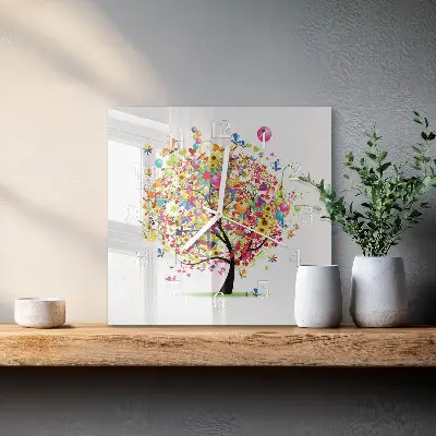 Cuadrado reloj cuadrado Árbol colorido