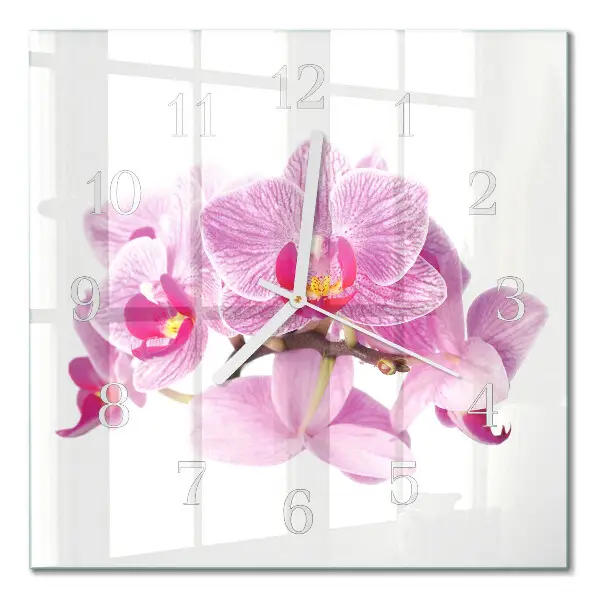 Reloj de vidrio cuadrado Orquídeas