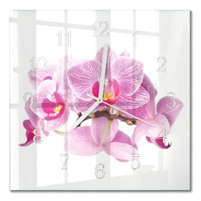 Reloj de vidrio cuadrado Orquídeas