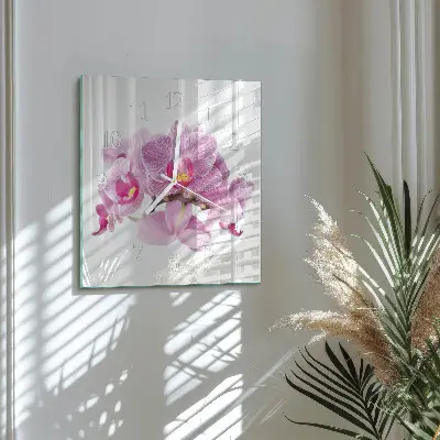 Reloj de vidrio cuadrado Orquídeas