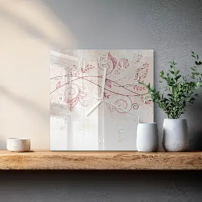 Cuadrado reloj de pared de cristal Arte floral