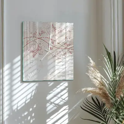 Cuadrado reloj de pared de cristal Arte floral