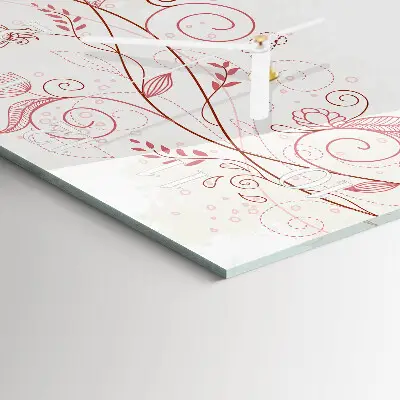 Cuadrado reloj de pared de cristal Arte floral