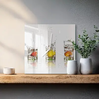 Cuadrado reloj cuadrado Vasos de fruta