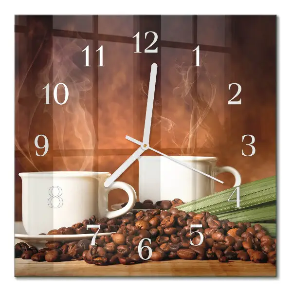 Cuadrado reloj cuadrado Tazas de café
