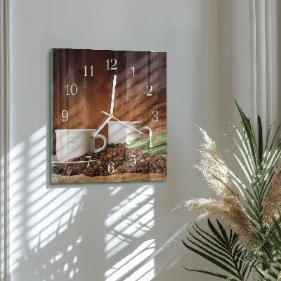 Cuadrado reloj cuadrado Tazas de café