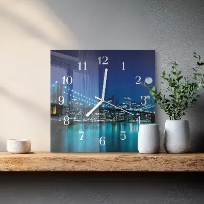 Reloj de vidrio cuadrado Horizonte nocturno