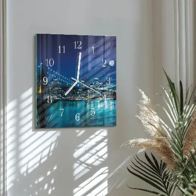 Reloj de vidrio cuadrado Horizonte nocturno